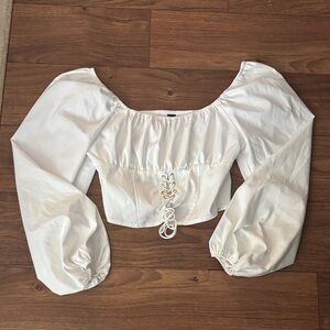 SHEIN pirate Renaissance fair corset Elegant White Puff Sleeve Top stretch